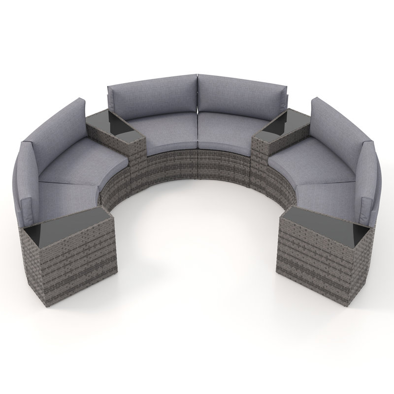 6 - Person Seating Group With Cushions, Gray Frame/Gray Cushion