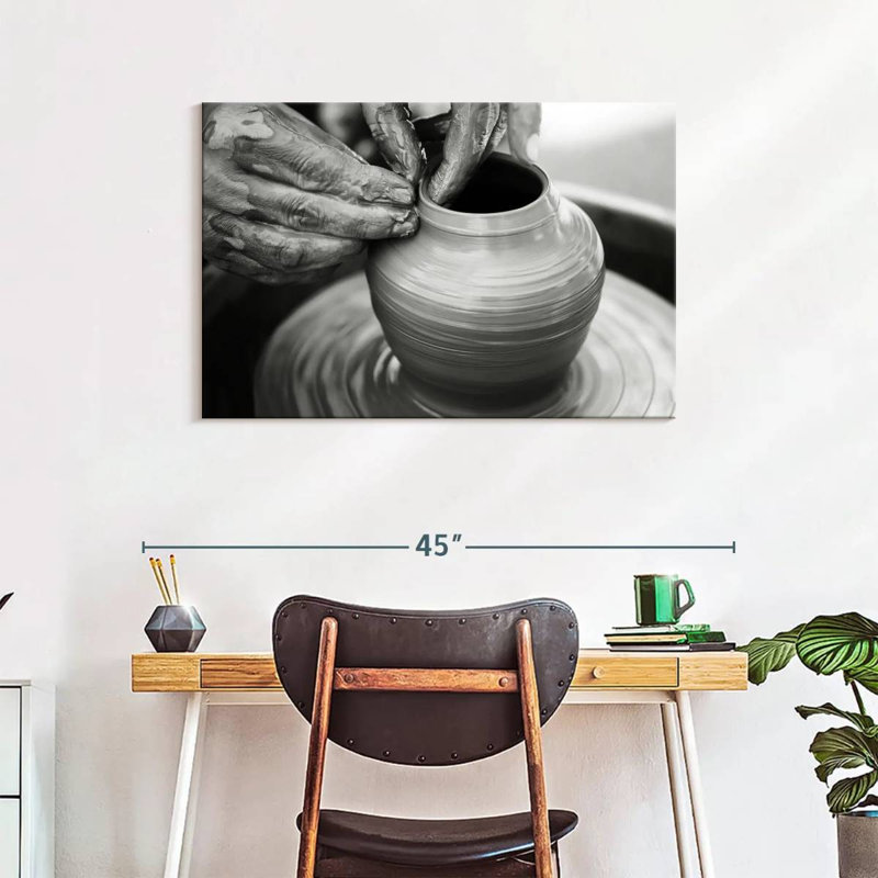 Senne Clay On Pottery Wheel, 24" H x 36" W