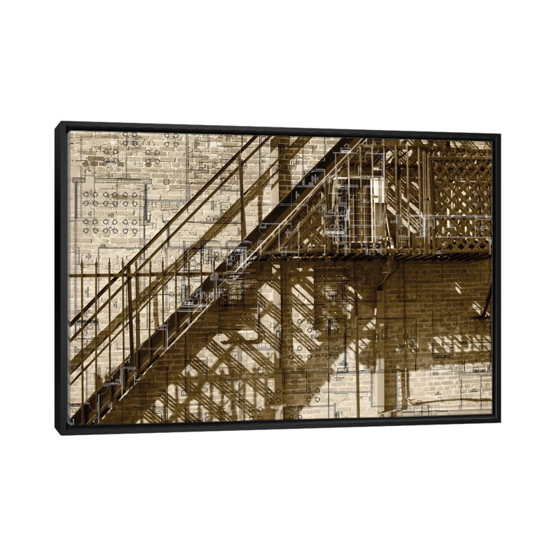 «Architecture Dessin I», reproduction d'impression sur toile tendue, H 40 po x l 60 po x P 1,5 po, Pas de tapis