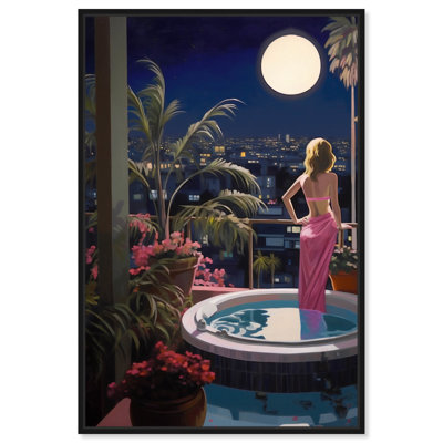 Jacuzzi Nights Canvas Tropical Bathroom Wall Art by Art Remedy