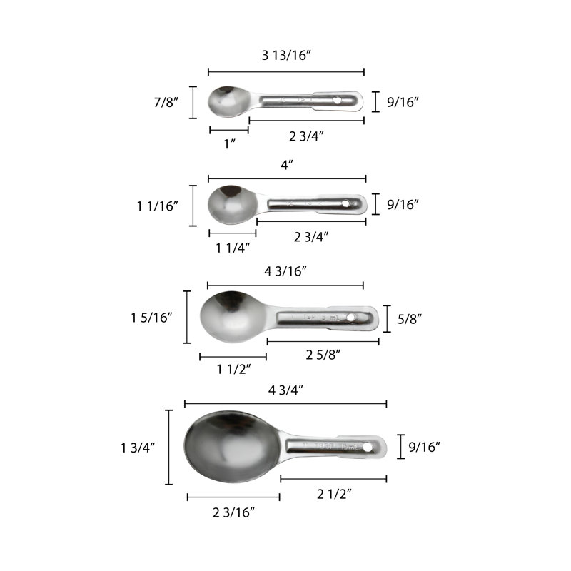 Ensemble de cuillère à mesurer en acier inoxydable à 4 pièces thunder group inc.