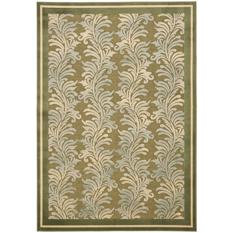 Tapis vert touffeté à la main Plume, Rectangle 5 pi 3 po x 7 pi 6 po