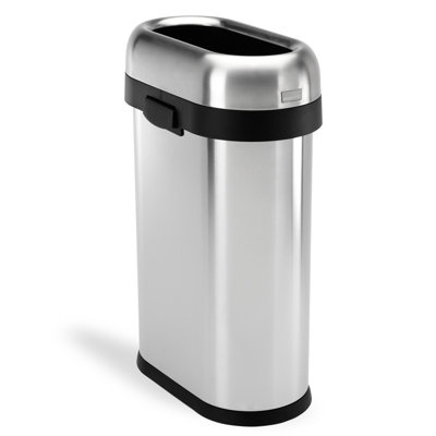 Simplehuman 50L/13 Gallon Slim Open Top Trash Can, Commercial Grade Heavy Gauge Stainless Steel