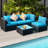 Rattan Sectional Seating Group with Cushions-191992088