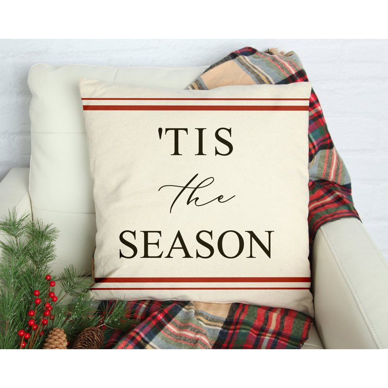  Tis the Season- Red Farmhouse Stripes Cotton Pillow Cover