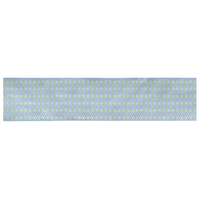 Chemin de table losanges doublés Avicia, 91,5 po x 17,5 po, Bleu et pastel, Coton