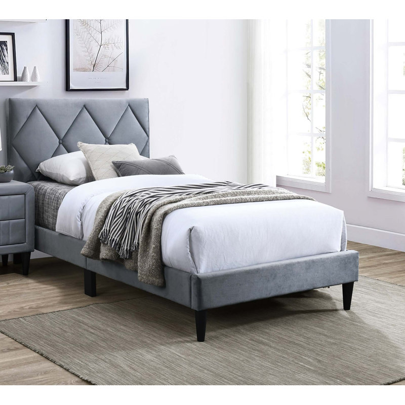 Lit avec tête de lit réglable en velours 1pc, Double