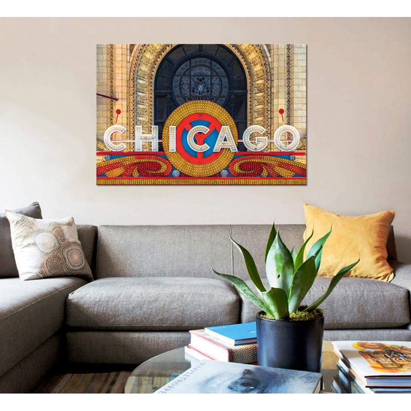 « chicago theater sign ii », art textuel sur toile, H 12 po x l 18 po x P 1,5 po