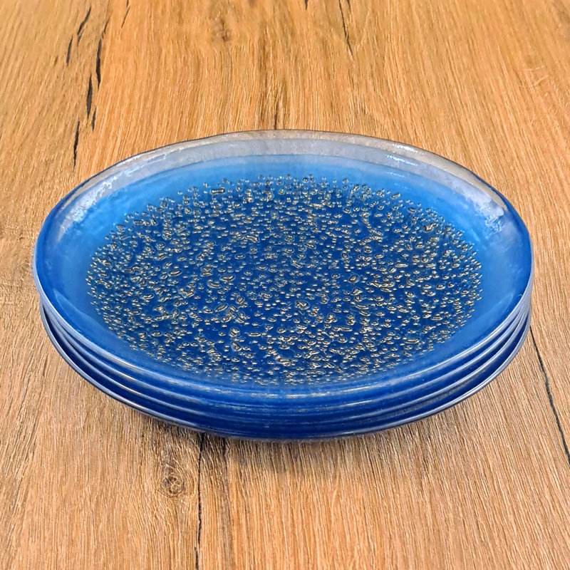 7'' Handmade Glass, Indigo/Bronze