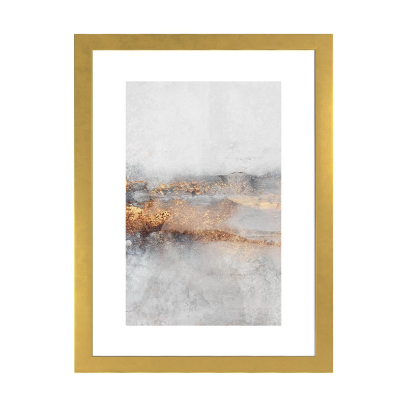 Print, Papier encadré doré, Blanc, H 32 po x l 24 po x P 1 po