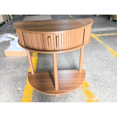 Console semi-circulaire de 31,5 pouces, pour salon ou entrée, style moderne du milieu du siècle, avec deux tiroirs et un dessus, en noyer. Dimensions : 31,5 pouces de long, espace principal, compartiments de rangement.