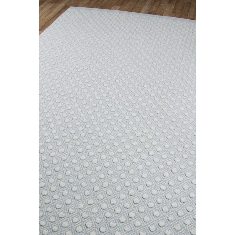 Langdon Wool Geometric Area Rug in Blue, Rectangle 3'9" x 5'9"