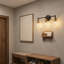 Applique murale de salle de bain à 3 lumières avec miroir mural noir et or