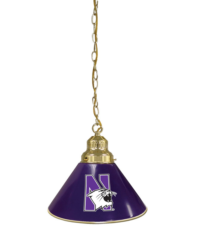 Mini-luminaire suspendu 1 lumière NCAA, Laiton, Wildcats de Northwestern