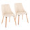 Ensemble de 2 chaises d'appoint avec dossier capitonné en similicuir beige et pieds en bois naturel