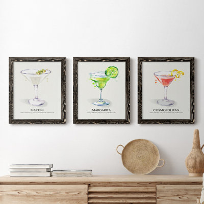 Cosmopolitan - ensemble de 3 impressions sur toile encadrées