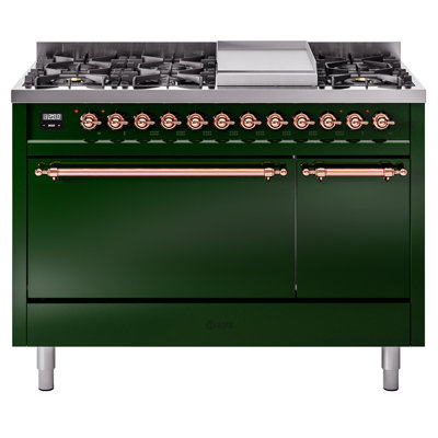 ILVE Nostalgie II 48 in Dual Fuel Range, 8 Burner, Griddle