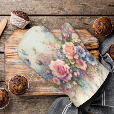 Fantasy Flower Patch Oven Mitt Cotton Twill