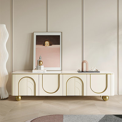Armoire de rangement pour meuble télé crème