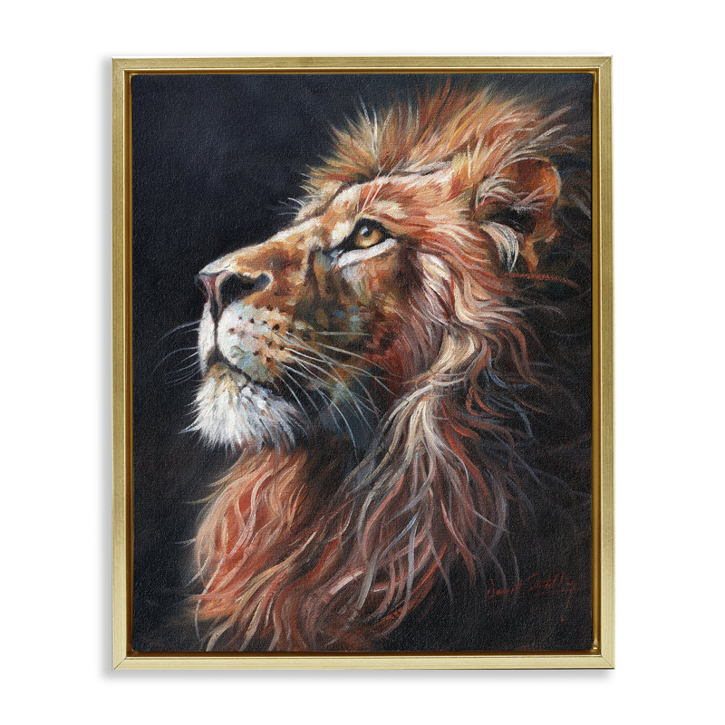 Cadre flottant Look Of The Lion, design par David Stribble, H 21 po x l 17 po, Cadre flottant métallique doré