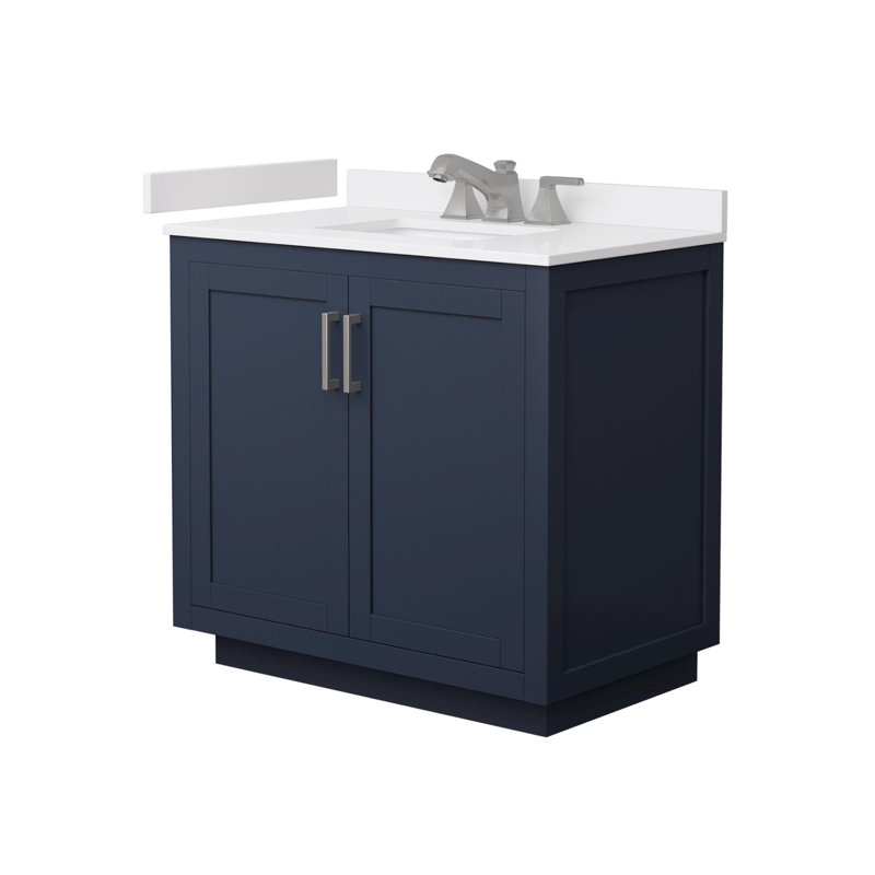 Miranda 36" Freestanding Single Bathroom Vanity with Cultured Marble Top, Brushed Nickel, Blue