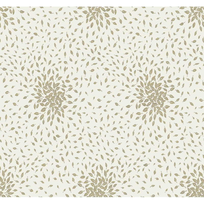 Petite Leaves Floral Metallic Wallpaper Roll, Cream/Gold