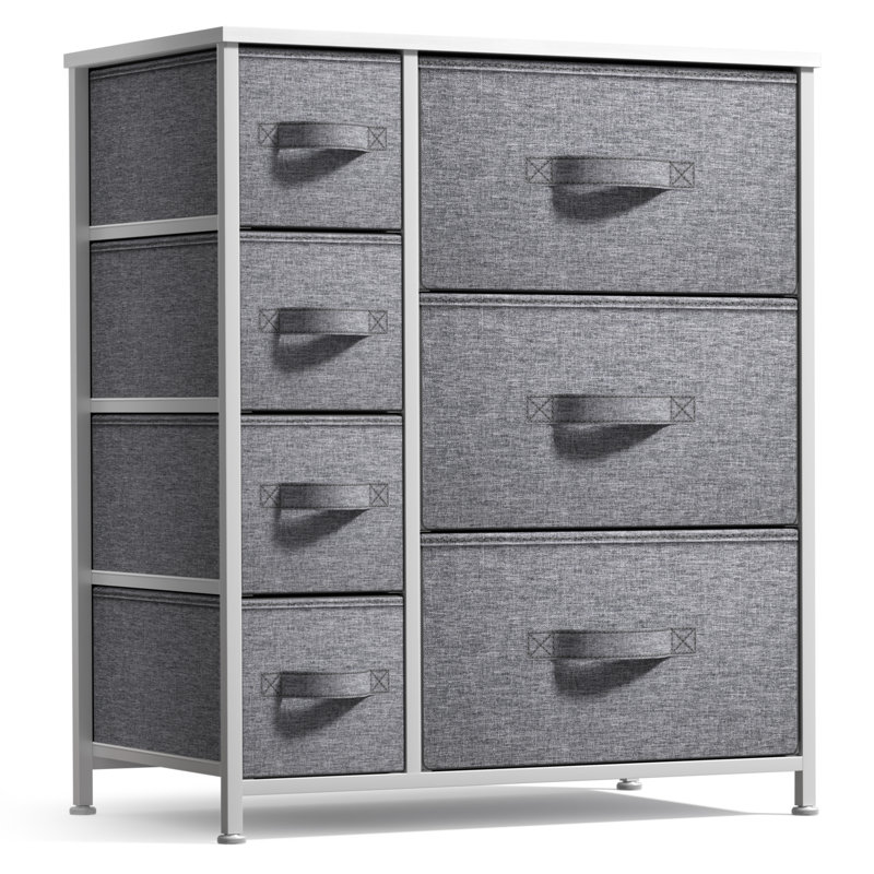Commode 7 tiroirs Sorbus, Blanc / Gris