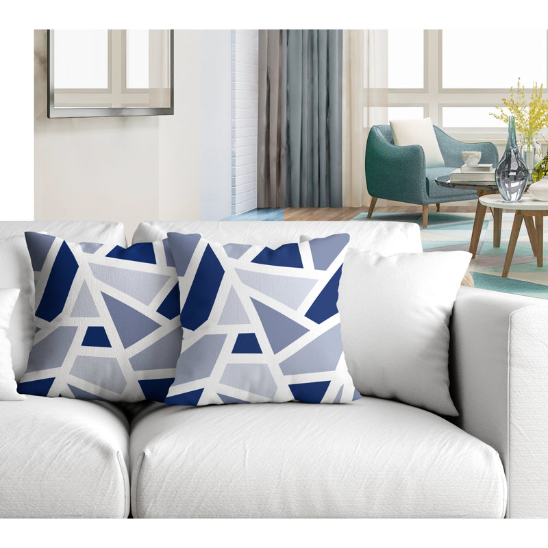 Coussin carré intérieur / extérieur Marion, L 17 po x H 17 po, Bleu marine