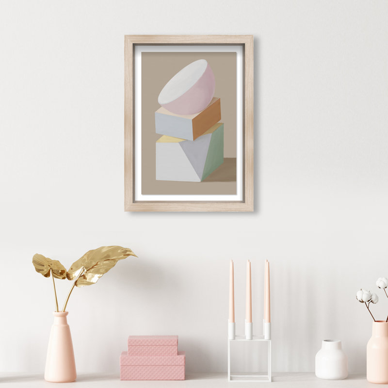 Sculptural Composition II Print by Oliver Gal, 11.5"H x 16.5"W, Natural Oak Shadowbox