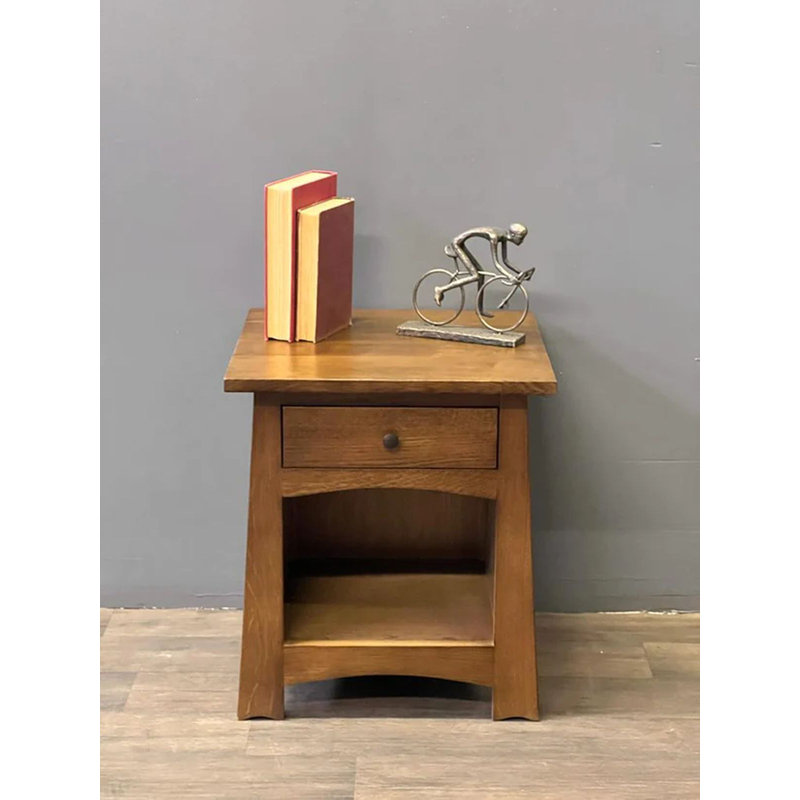 Shabbona Solid Wood End Table with Storage