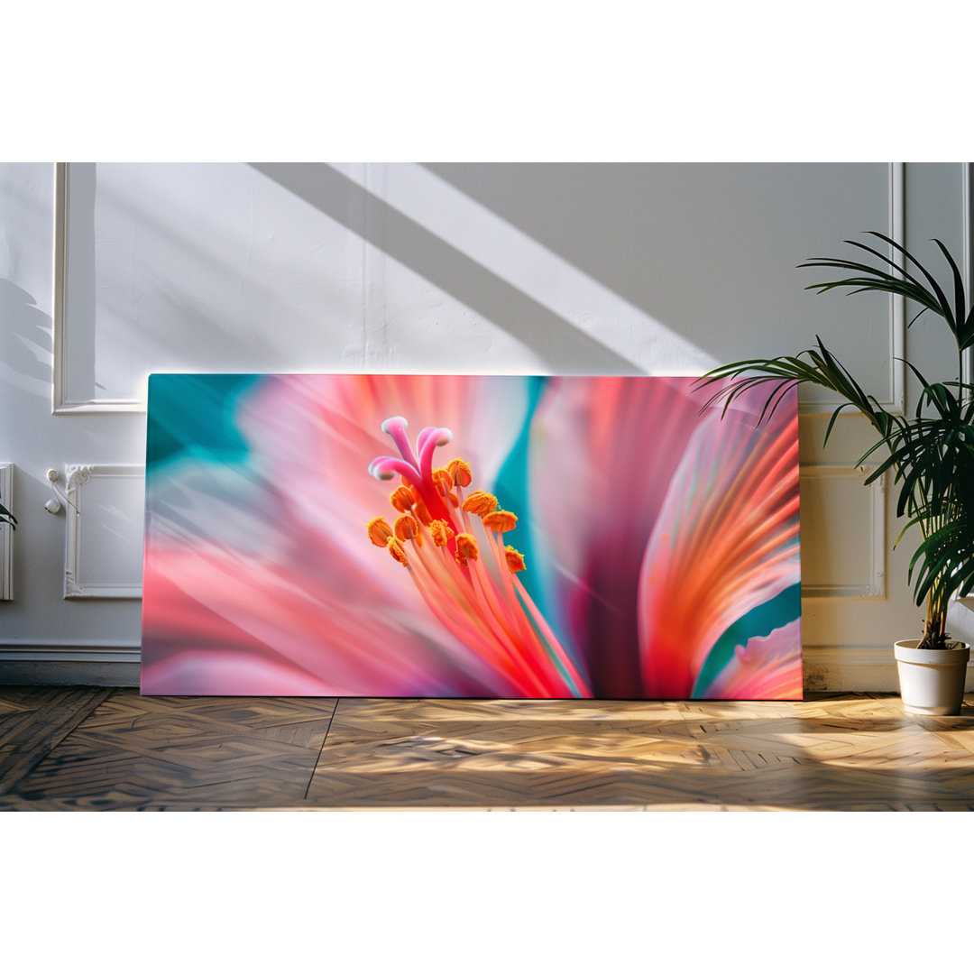 Wandbild 120x60cm Blume Blüte Nahaufnahme Rot Nektar Makro