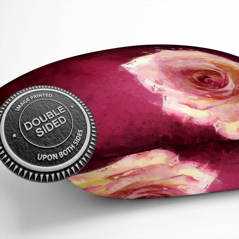 Lone Pink Rose Cushion with Filling, 40cm H x 40cm W x 15cm D