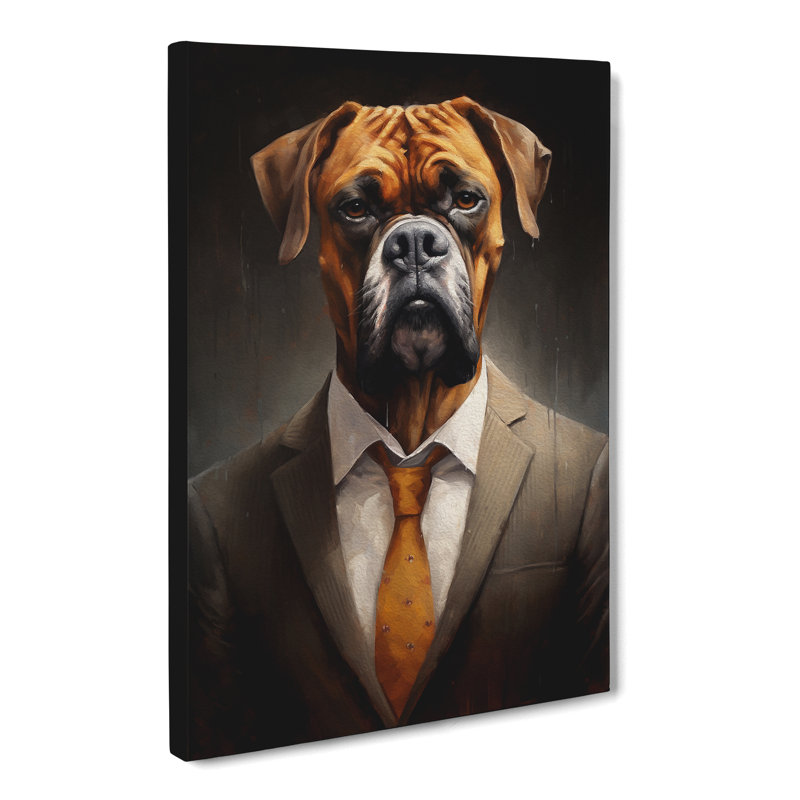 Boxer Dog In A Suit - No Frame Print, 50cm H x 35cm W x 3cm D