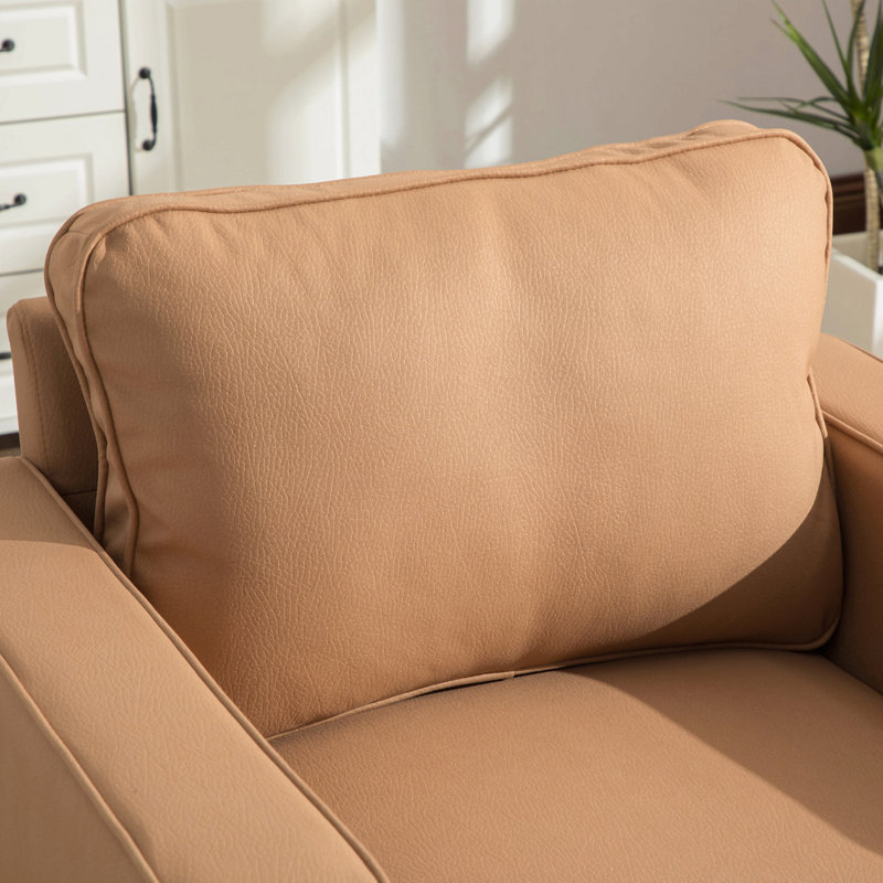 Fauteuil club pivotant simple avec accoudoirs en tissu technique 33,6 po l 33,6 po, Amber