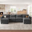 Canapé modulaire en U avec repose-pieds, canapé modulaire gris foncé-1981317856-1981317862
