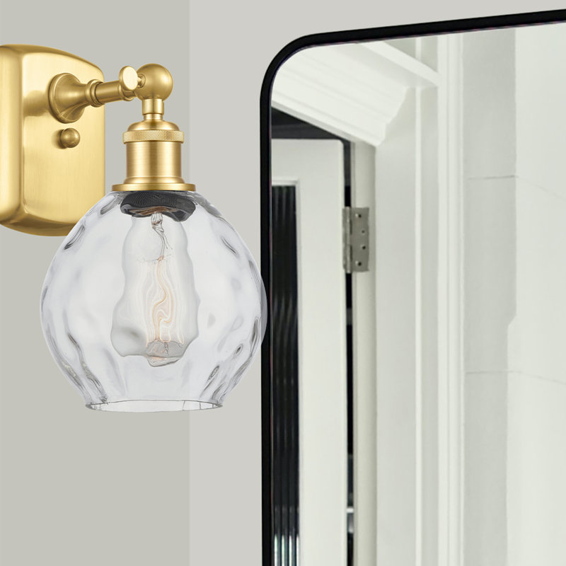 Fernwood Armed Sconce, 60 Watt Vintage Incandescent Bulb, Satin Gold