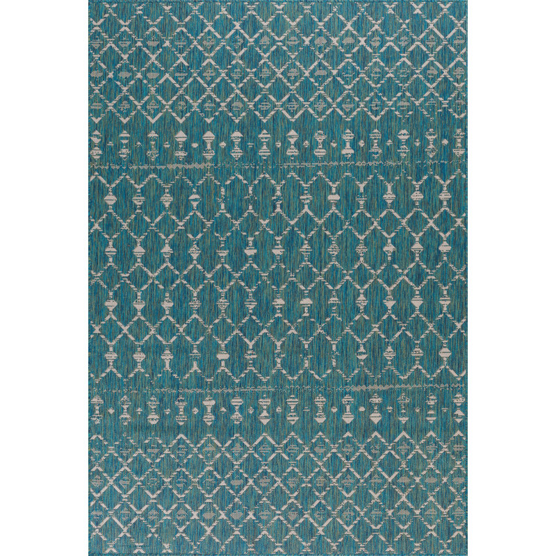 Tapis intérieur / extérieur bleu Maja Ocean, Rectangle 8 pi x 10 pi