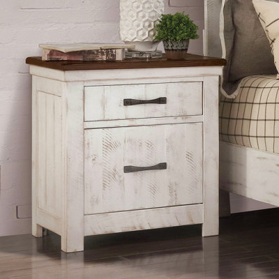 Table de chevet en bois massif de style transitionnel 1Pc