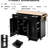 Mobile Kitchen Storage With Large Drop Leaf & 3 Tier Cabinet, Black Island Rubber Wood Countertop-1803605744