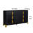 Theo Wide Dresser, 6 Drawers, Retro Style Gold Handles, Black 59 Inch
