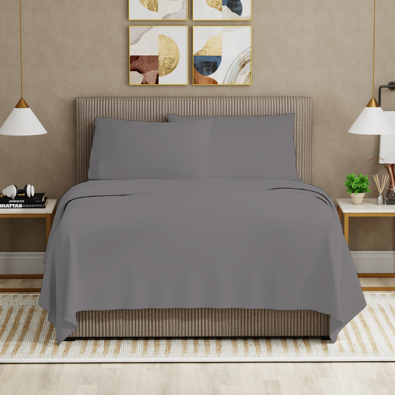 Ensemble de draps en microfibre ultra-doux et infroissable, Ensemble de draps pour lit double + 2 taies d'orei