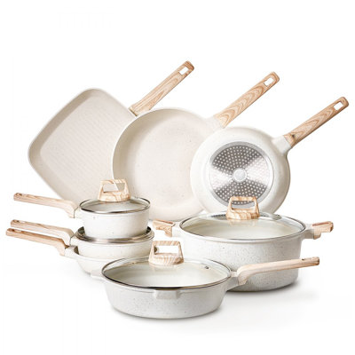 19 - Piece Non-Stick Grey Cookware Set