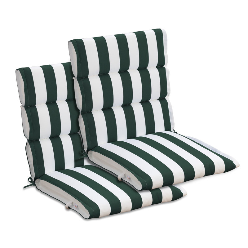  Outdoor Flanged Chair Cushions Set of 2, 39 x 20 x 2.4 Inch, Green 