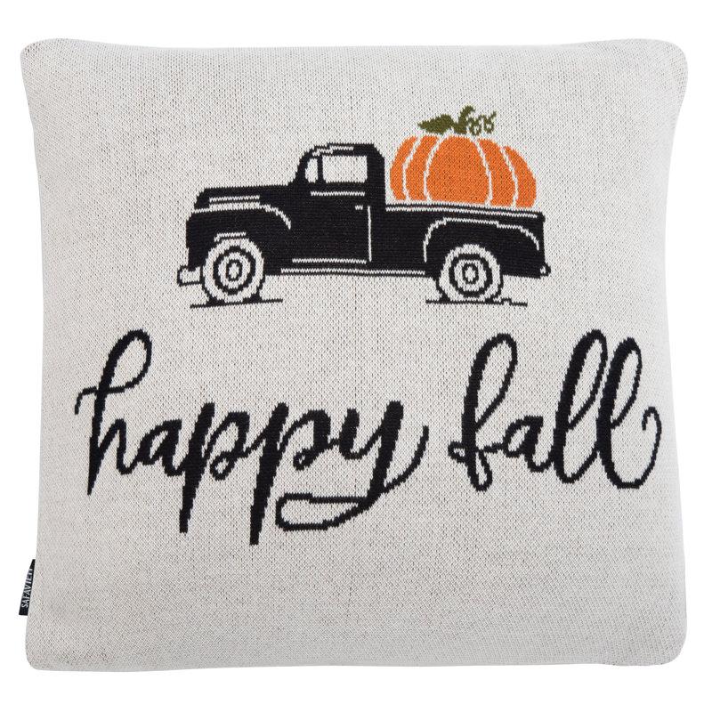 Hello Fall Orange Cotton Throw Pillow