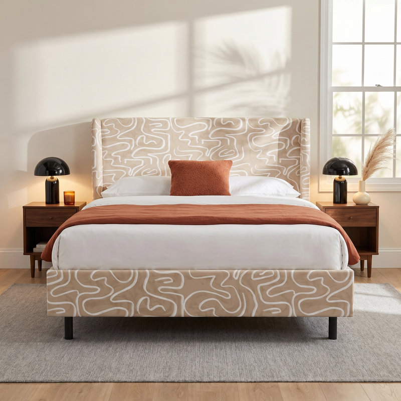 Laurel Upholstered Unfinished Wingback Bed, Full