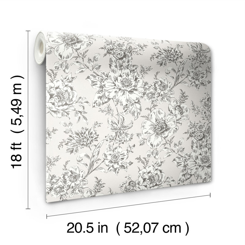 Rouleau de papier peint adhésif L 18 pi x l 20,5 po Winifred, Taupe