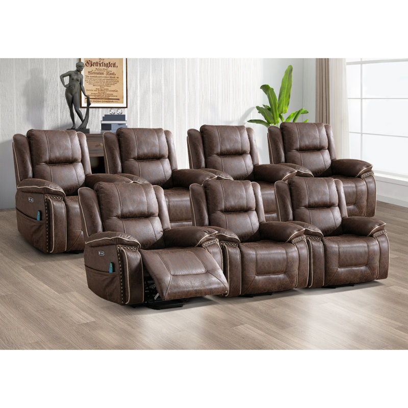 Fauteuil inclinable massant et motorisé Khristina, Similicuir brun