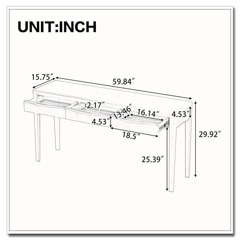 59.84'' Elegant Console Table, Brown