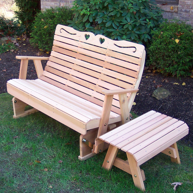 Banc de jardin en bois Tillison Hearts, 6 pi, Teinture / scellant cèdre