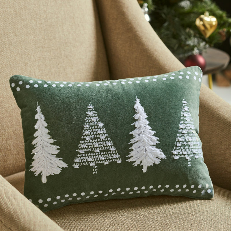 Coussin en velours vert 4 x 10 pi